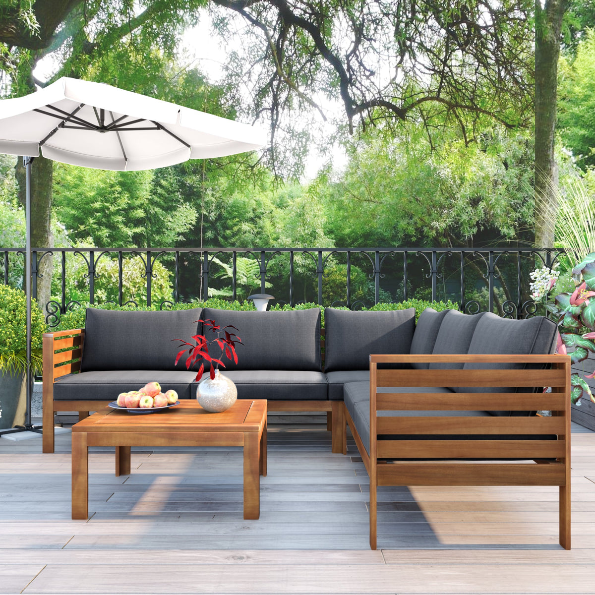 Wood Structure Outdoor Sofa Set