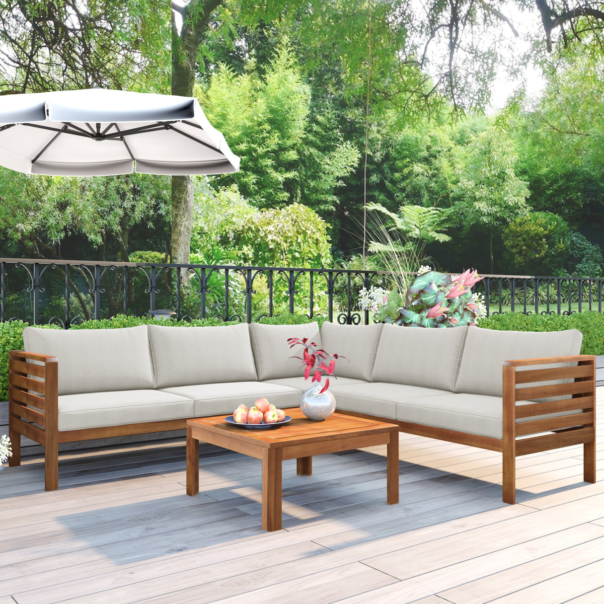 Wood Structure Outdoor Sofa Set