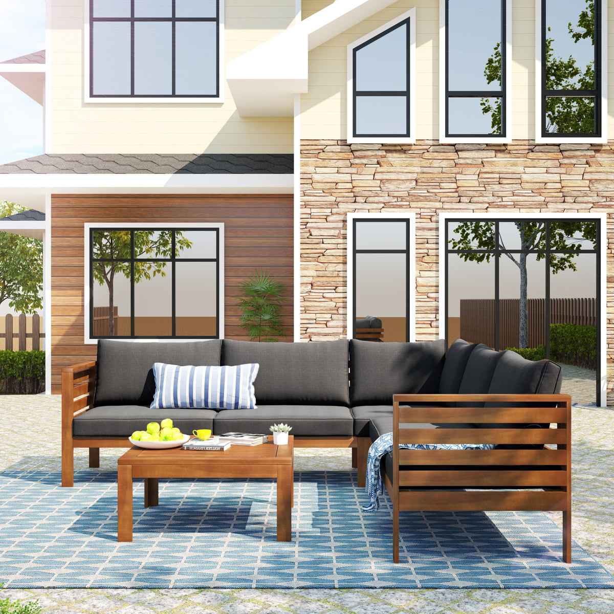 Wood Structure Outdoor Sofa Set