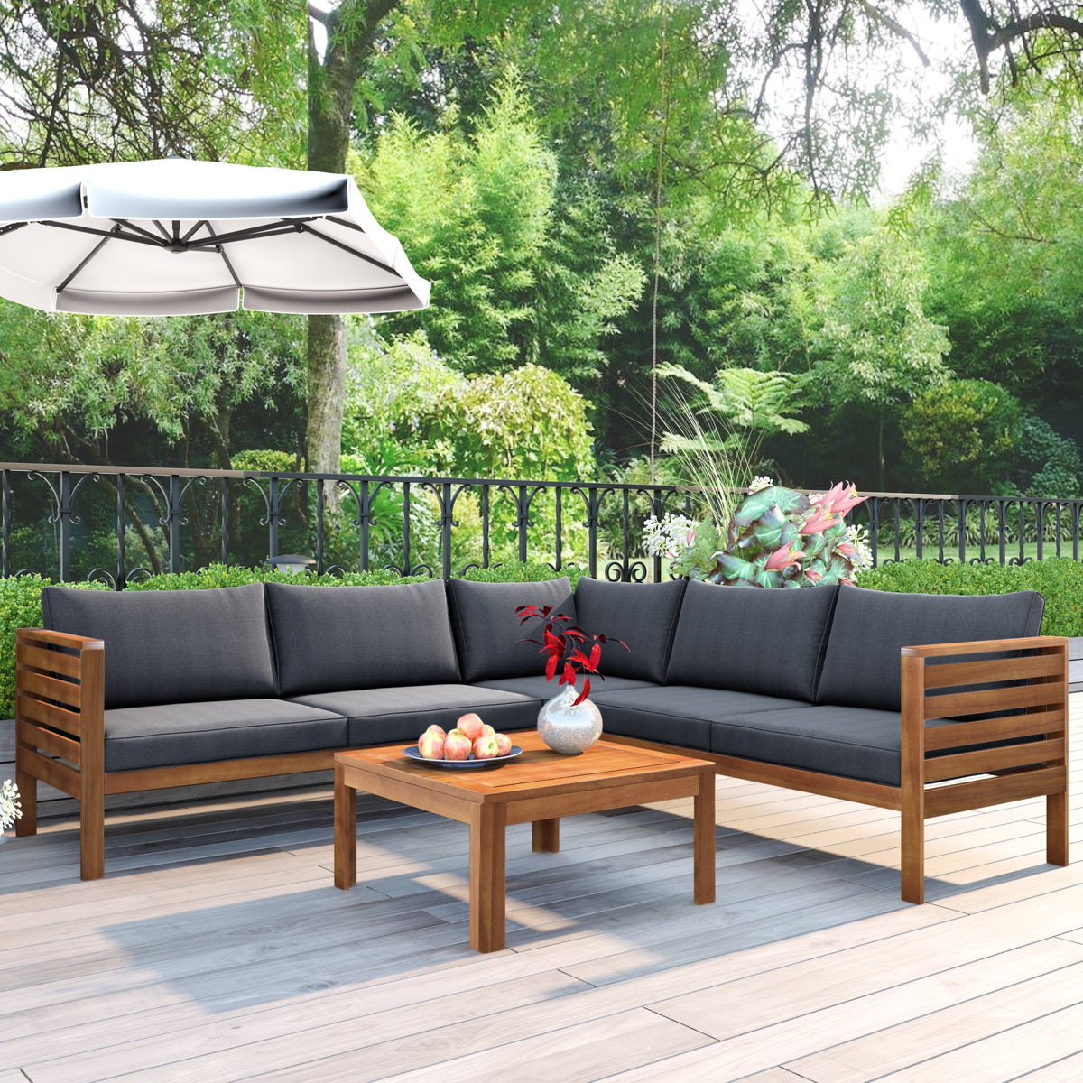Wood Structure Outdoor Sofa Set