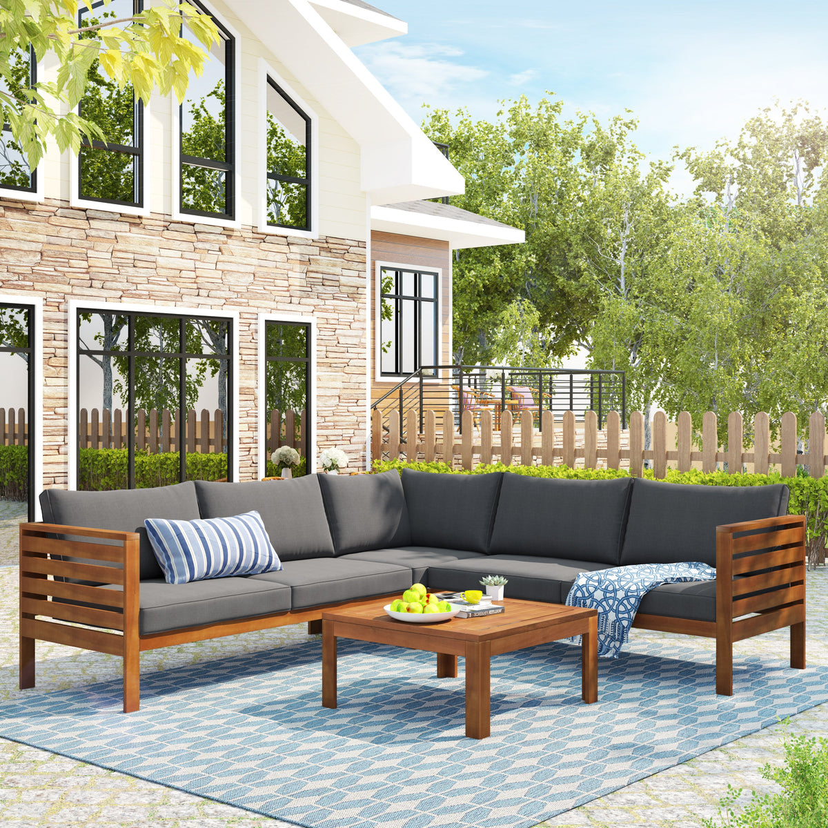 Wood Structure Outdoor Sofa Set