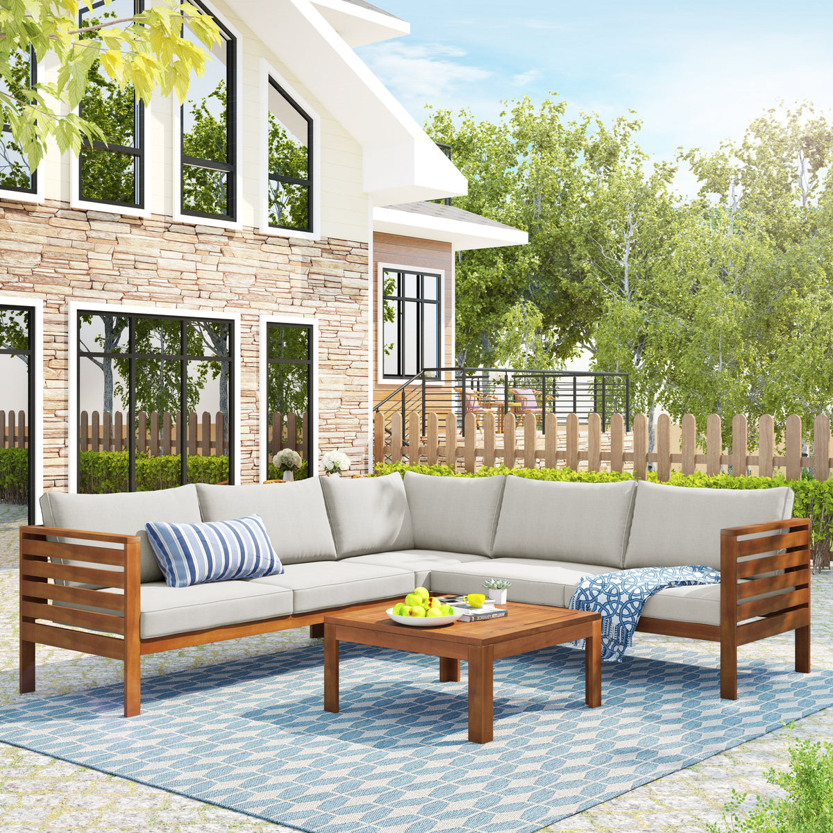 Wood Structure Outdoor Sofa Set