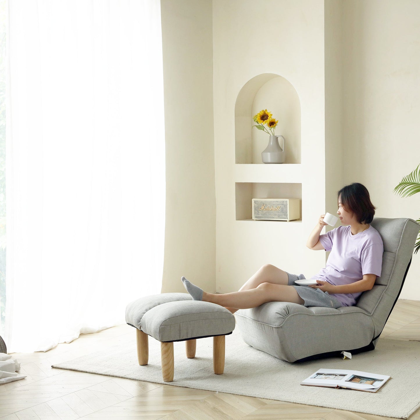 Lazy Sofa Balcony Leisure Chair - Foldable Reclining Design