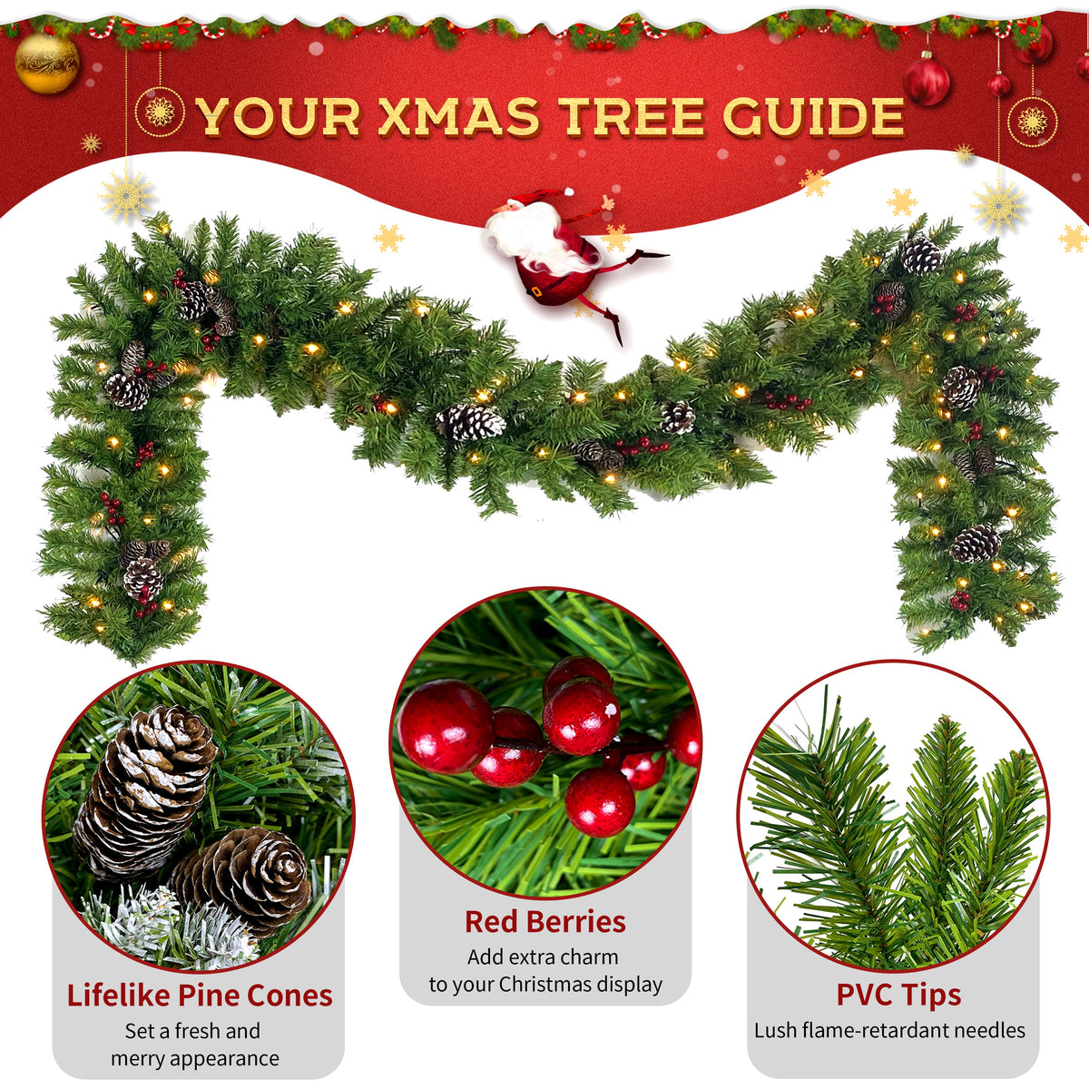 Pre-Lit Christmas Tree Artificial Christmas 3-Piece Set