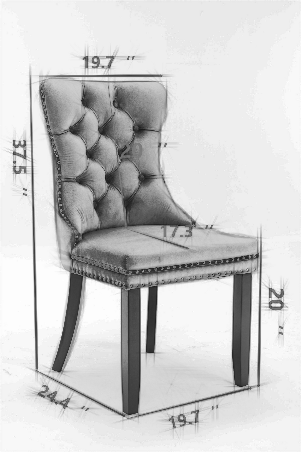 Nikki Collection Velvet Upholstered Dining Chair Set of 2