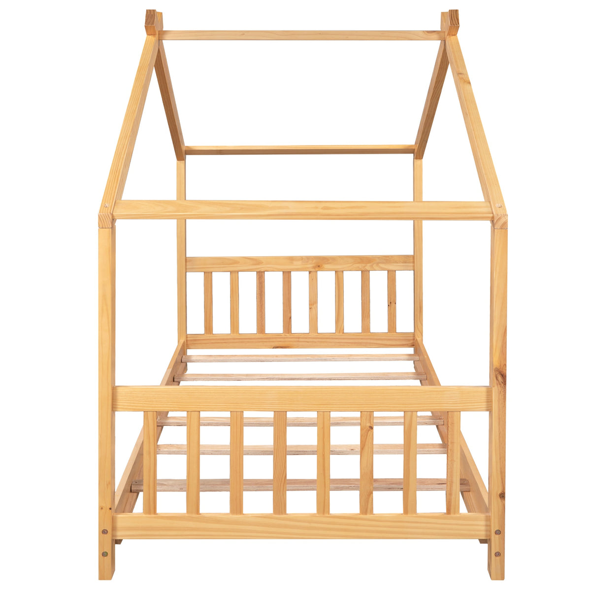 Twin Size House Platform Bed with Headboard and Footboard