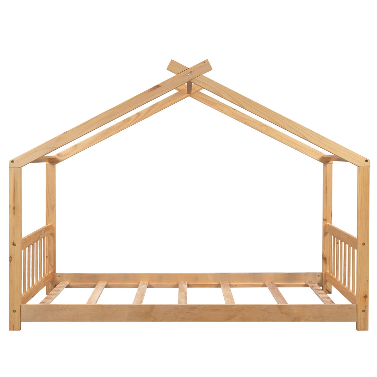 Twin Size House Platform Bed with Headboard and Footboard