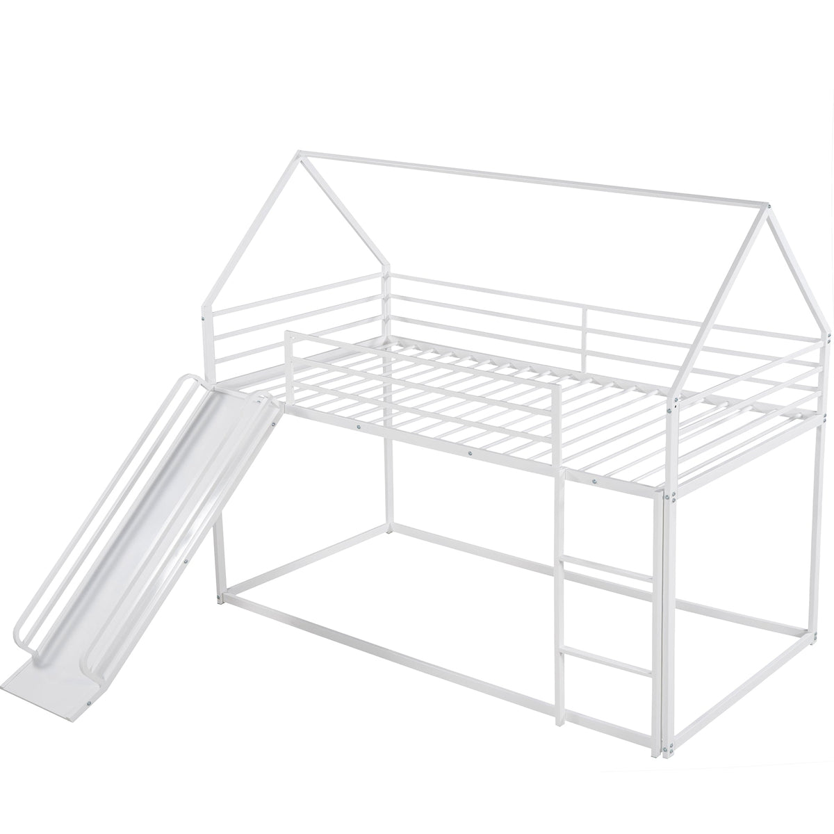 Twin Over Twin House Bunk Bed with Ladder and Slide