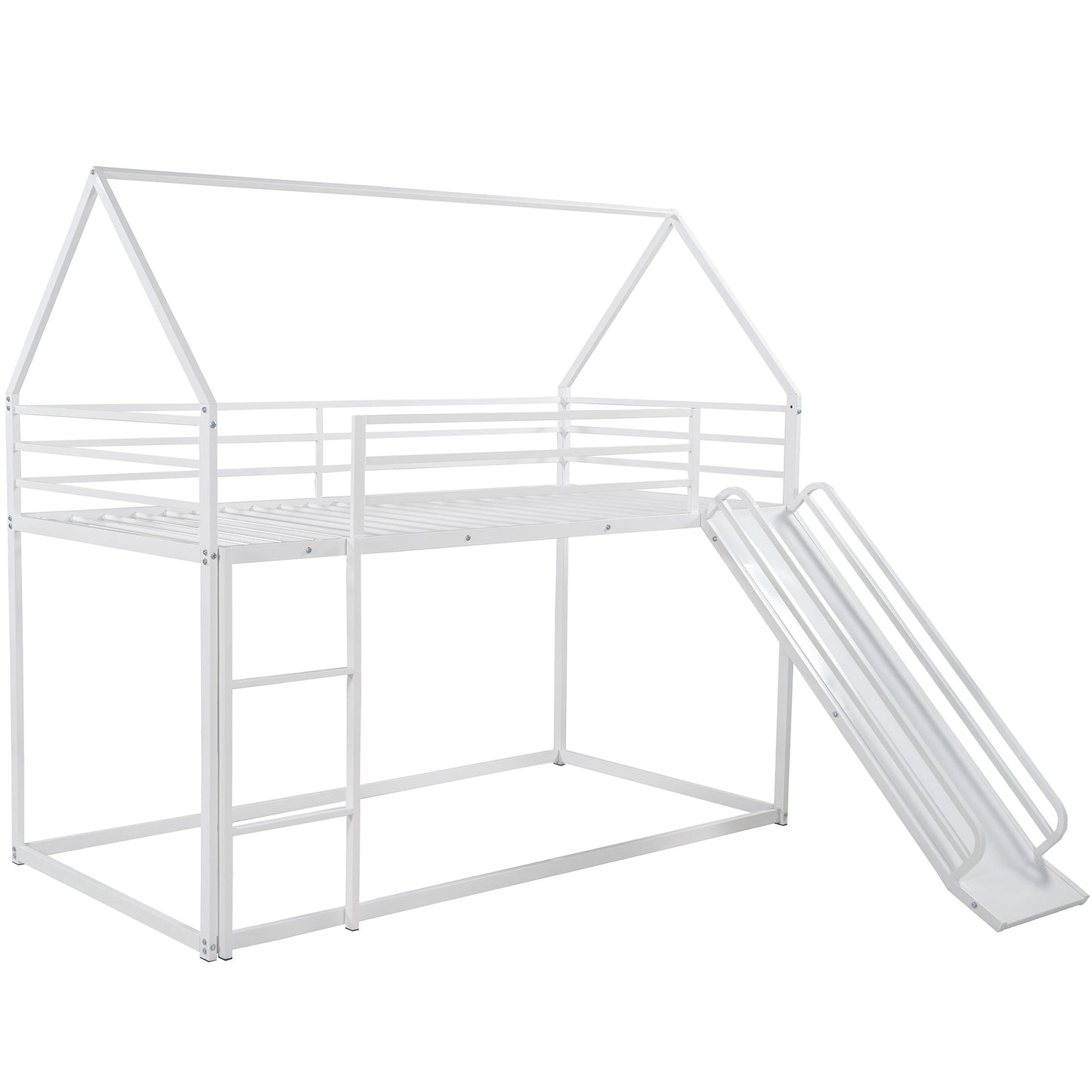 Twin Over Twin House Bunk Bed with Ladder and Slide