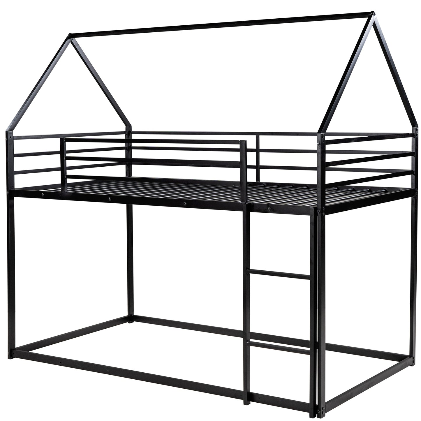 Twin Over Twin House Bunk Bed with Built-in Ladder