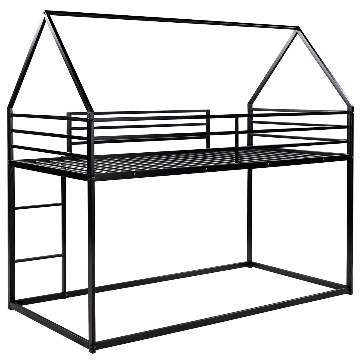 Twin Over Twin House Bunk Bed with Built-in Ladder