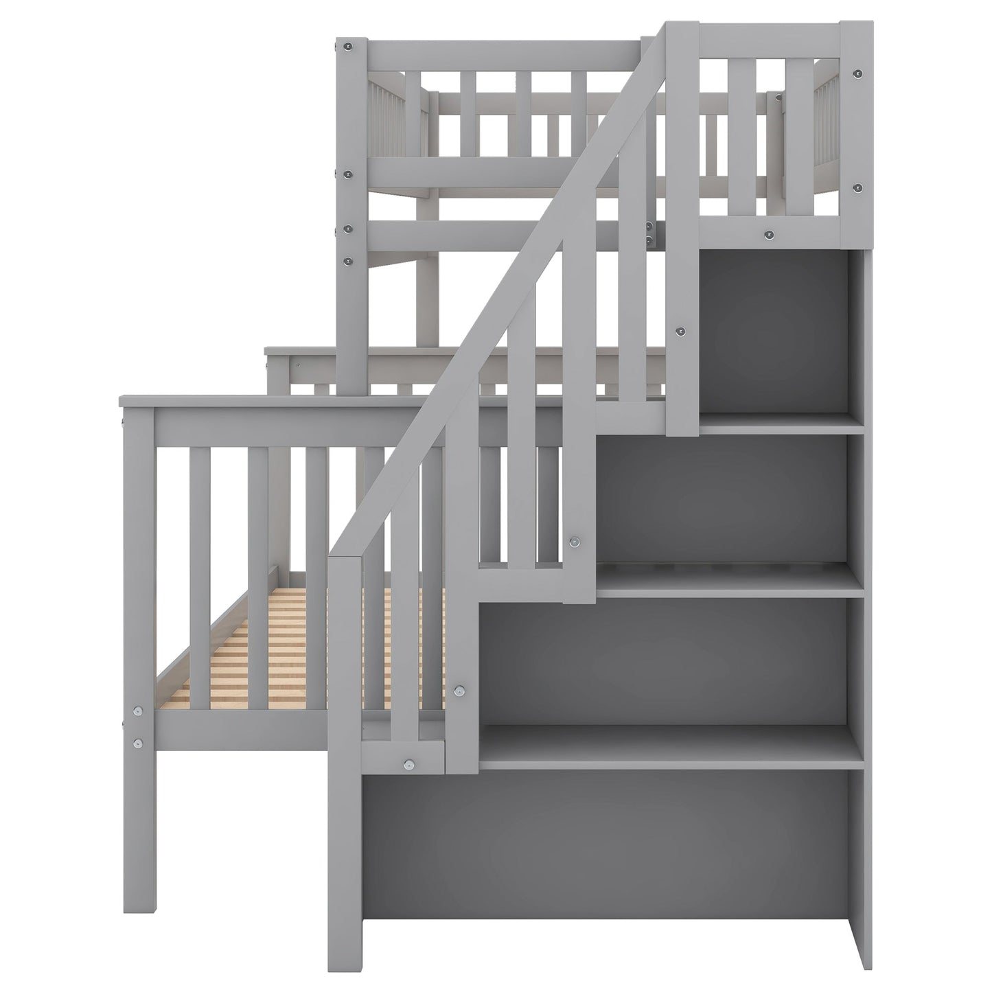 Twin Over Full Stairway Bunk Bed with Storage