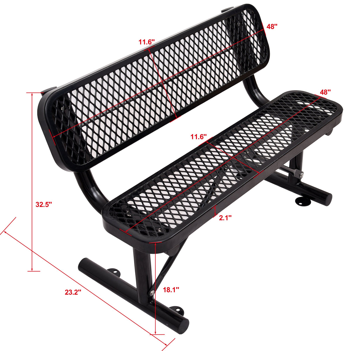 4 Ft. Outdoor Steel Bench With Backrest