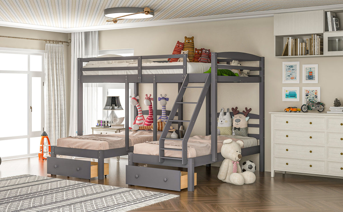 Full Over Twin & Twin Bunk Bed with Drawers