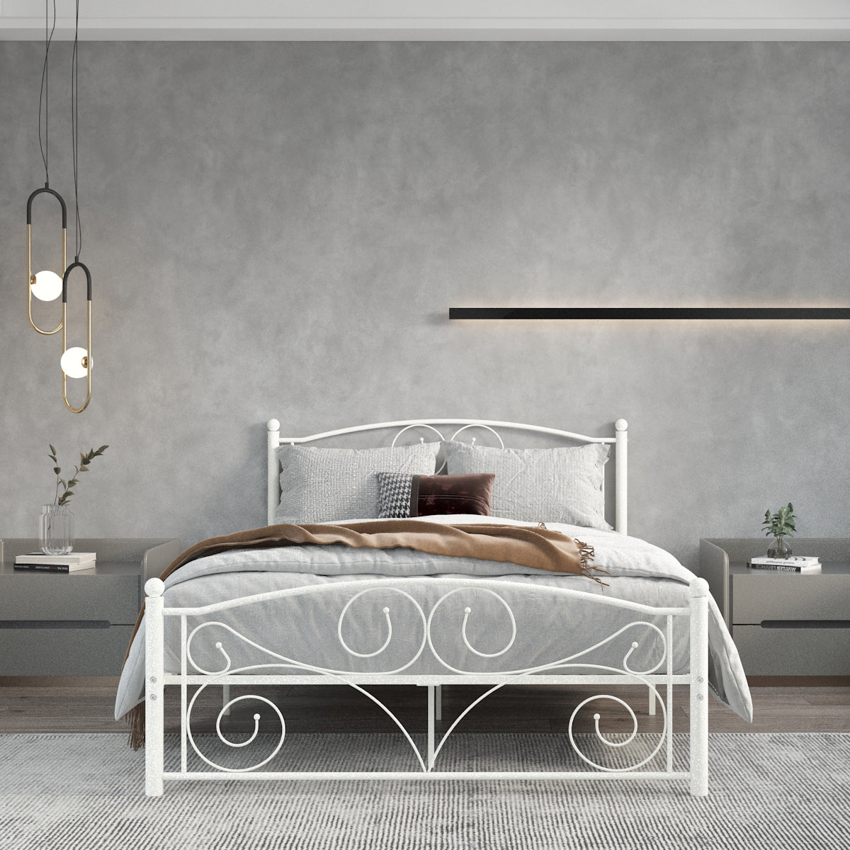Full Size Unique Flower Sturdy System Metal Bed Frame