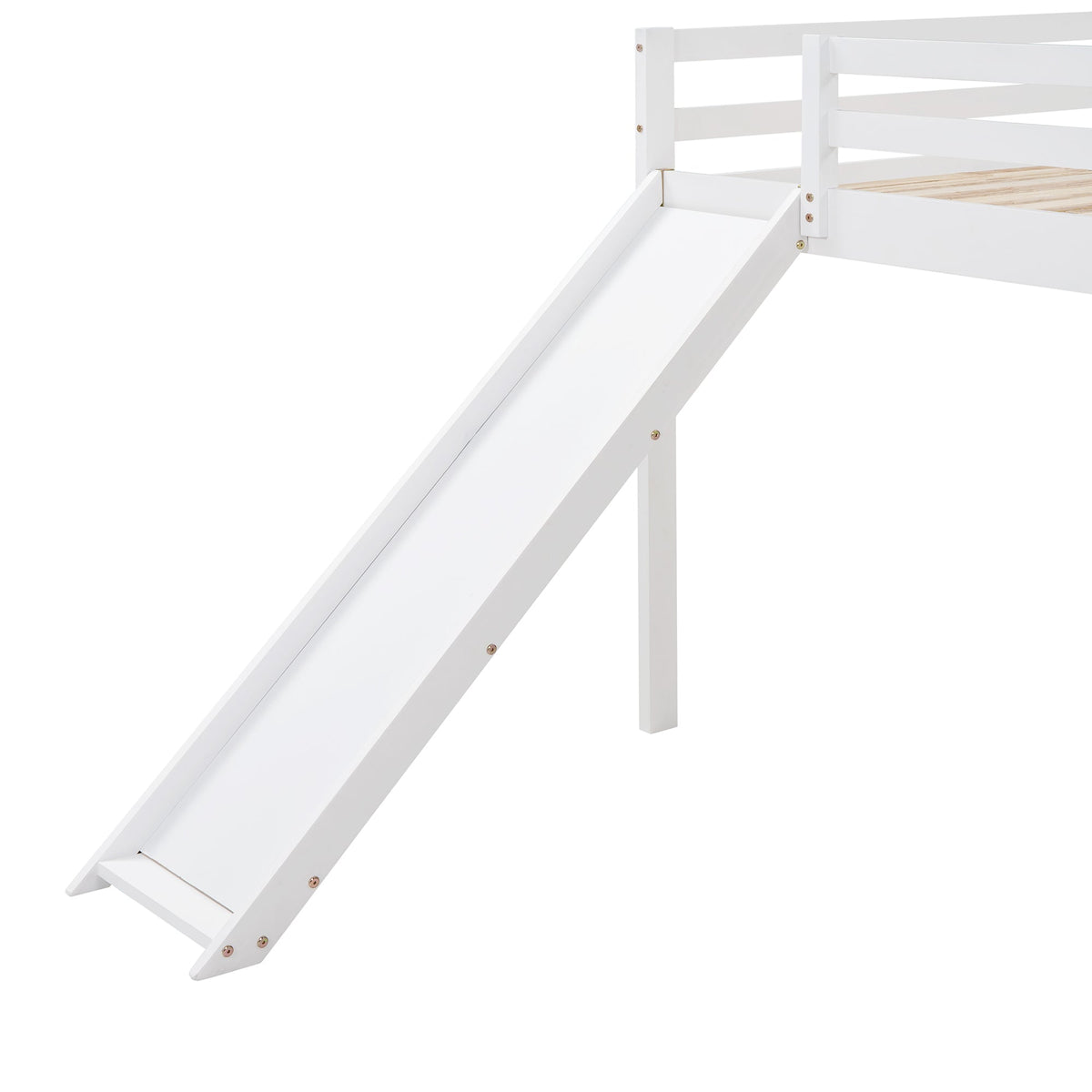 Loft Bed with Slide, Multifunctional Design, Full (White)