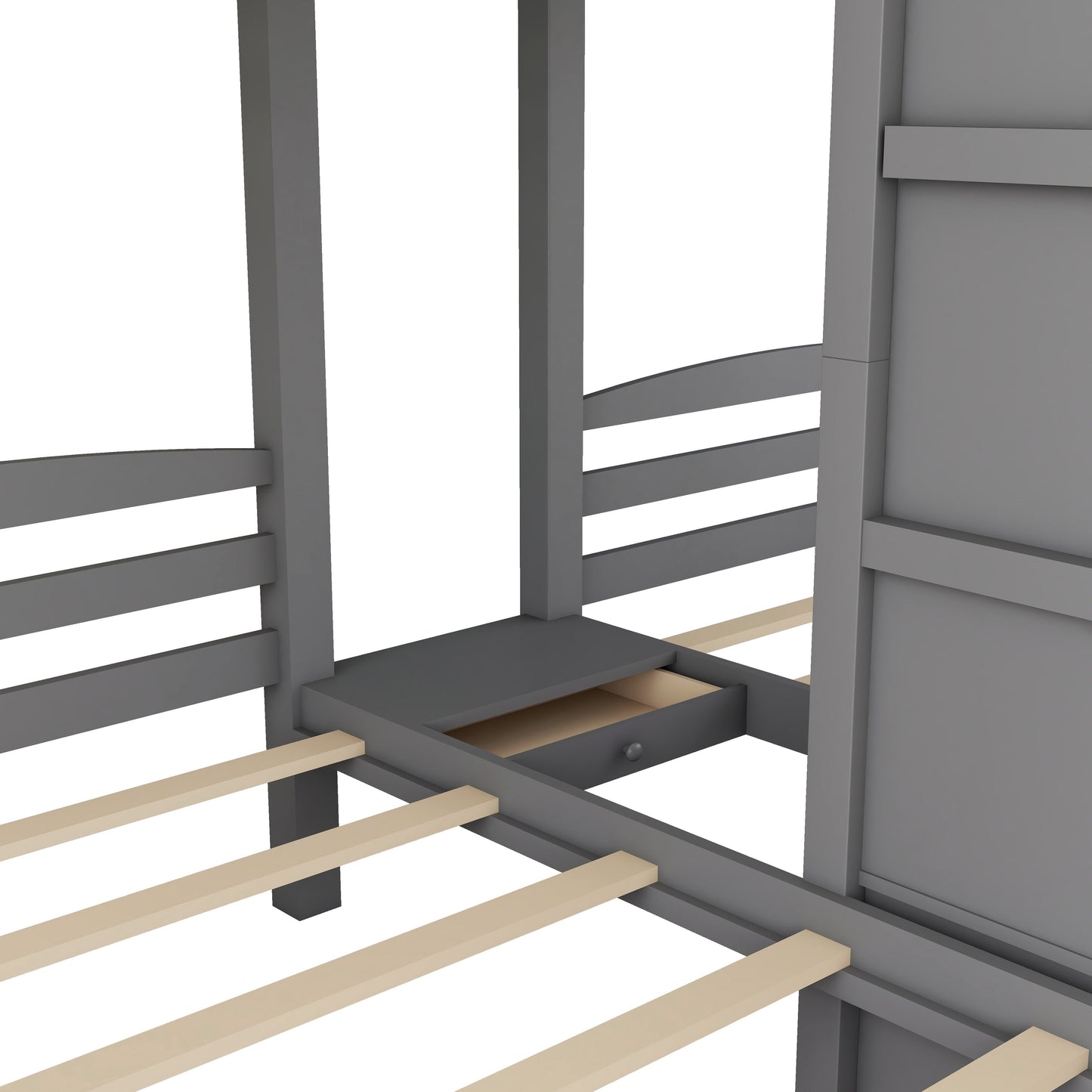 Twin Over Twin Bunk Bed with Built-in Staircase and Storage Drawer