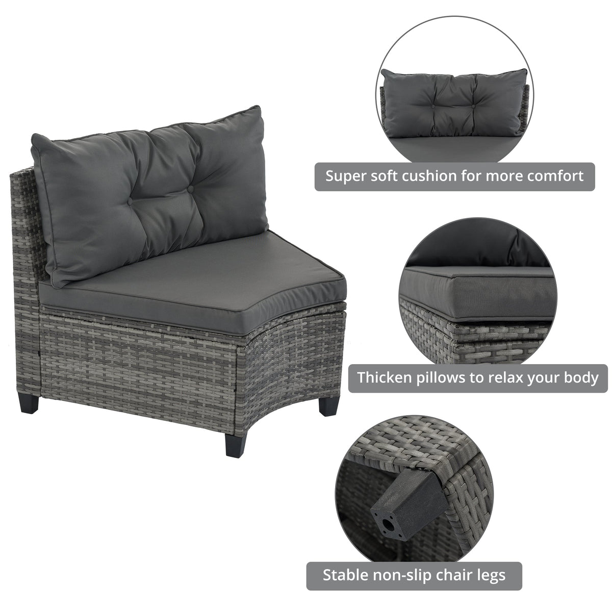 8-Pieces Outdoor Wicker Round Sofa Set