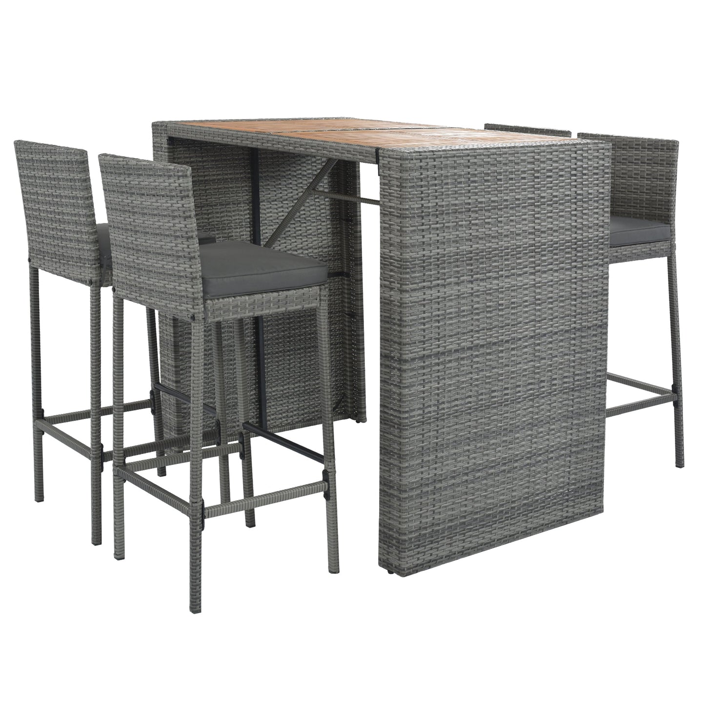 GO 5-Pieces Outdoor Patio Wicker Bar Set