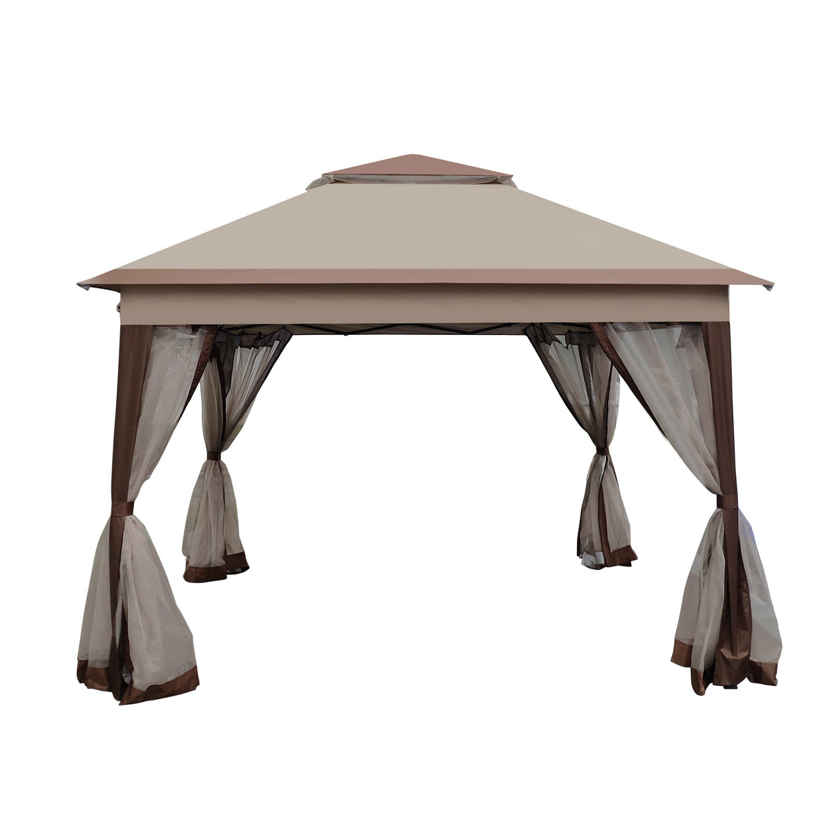 Outdoor 11x11 Ft Pop Up Gazebo Canopy With Removable Zipper Netting