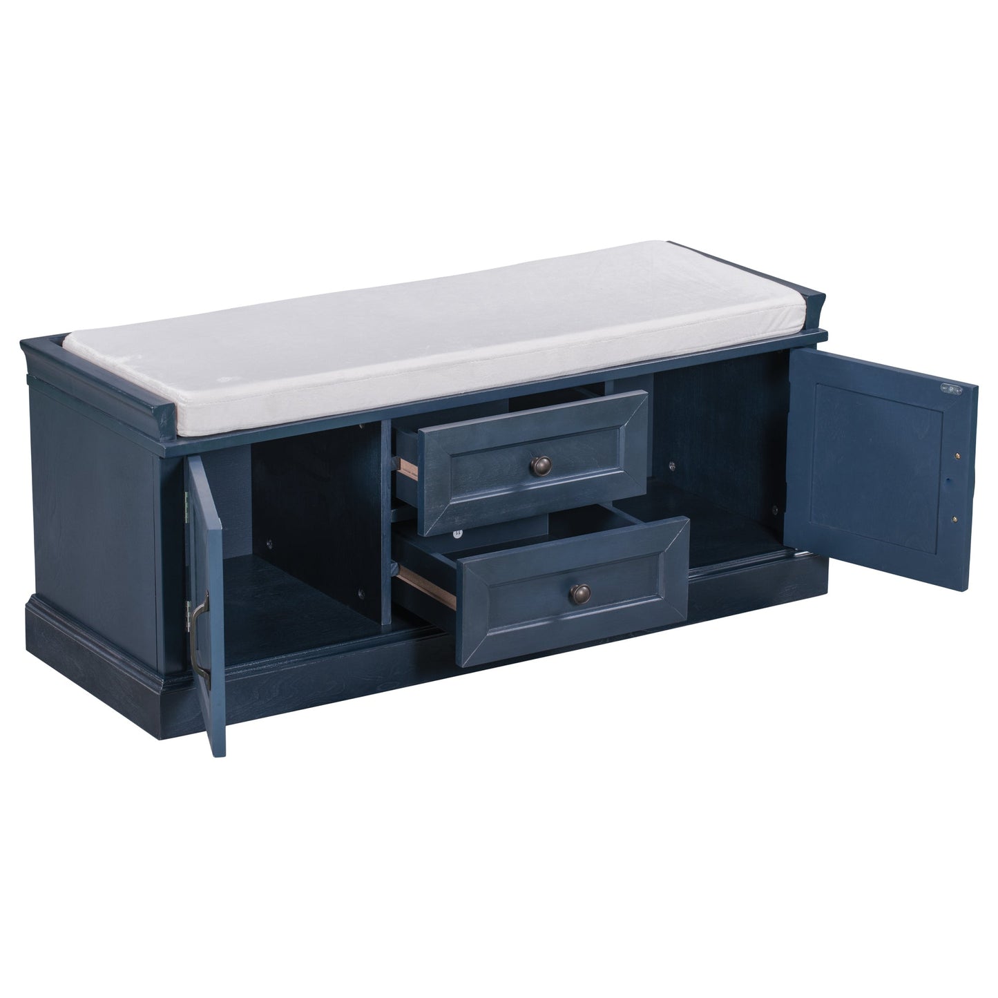 TREXM Storage Bench with 2 Drawers and 2 Cabinets
