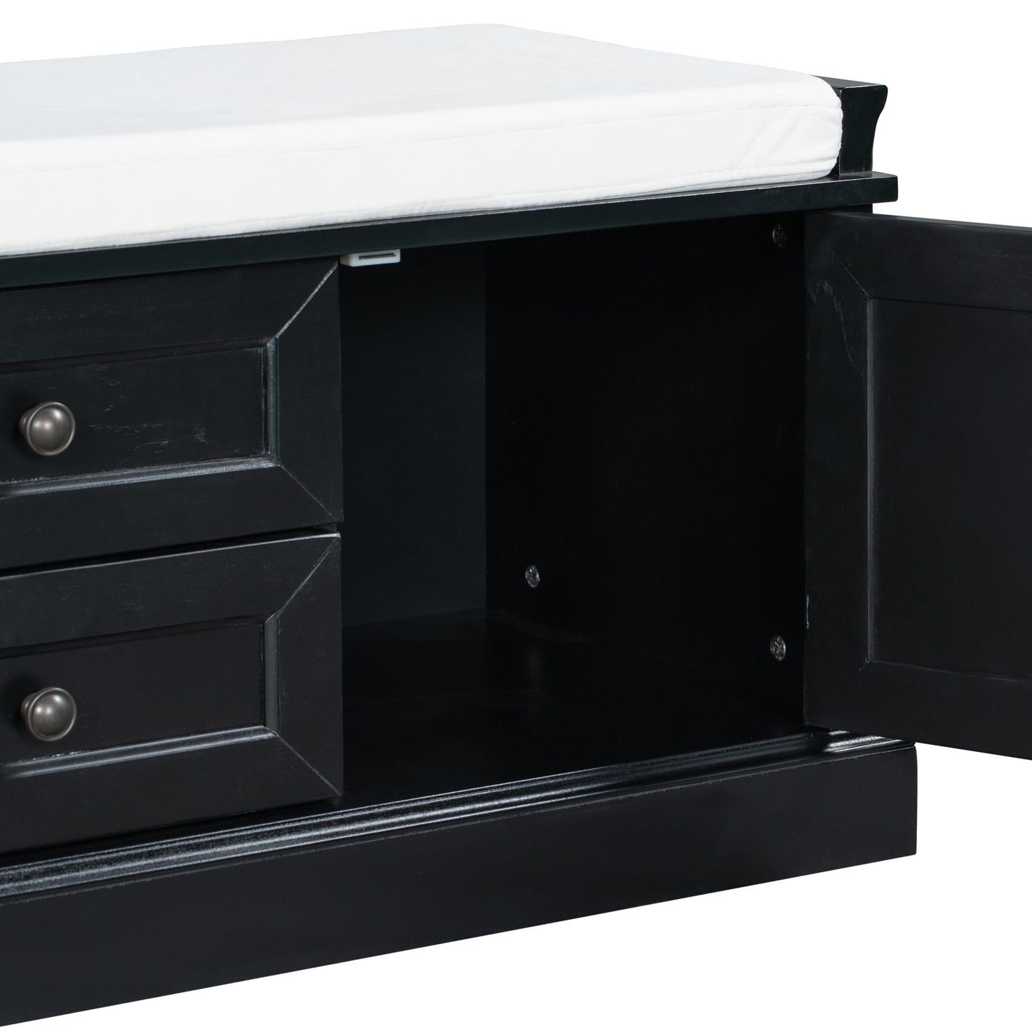 TREXM Storage Bench with 2 Drawers and 2 Cabinets in Black