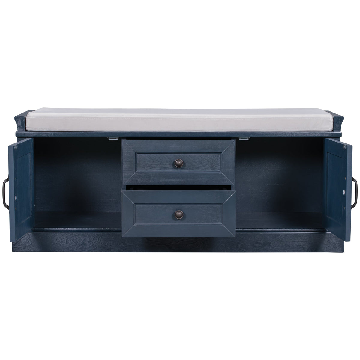 TREXM Storage Bench with 2 Drawers and 2 Cabinets