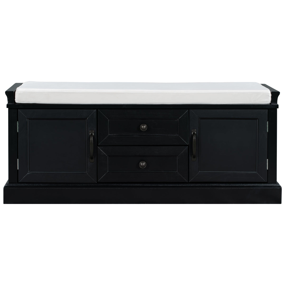 TREXM Storage Bench with 2 Drawers and 2 Cabinets in Black