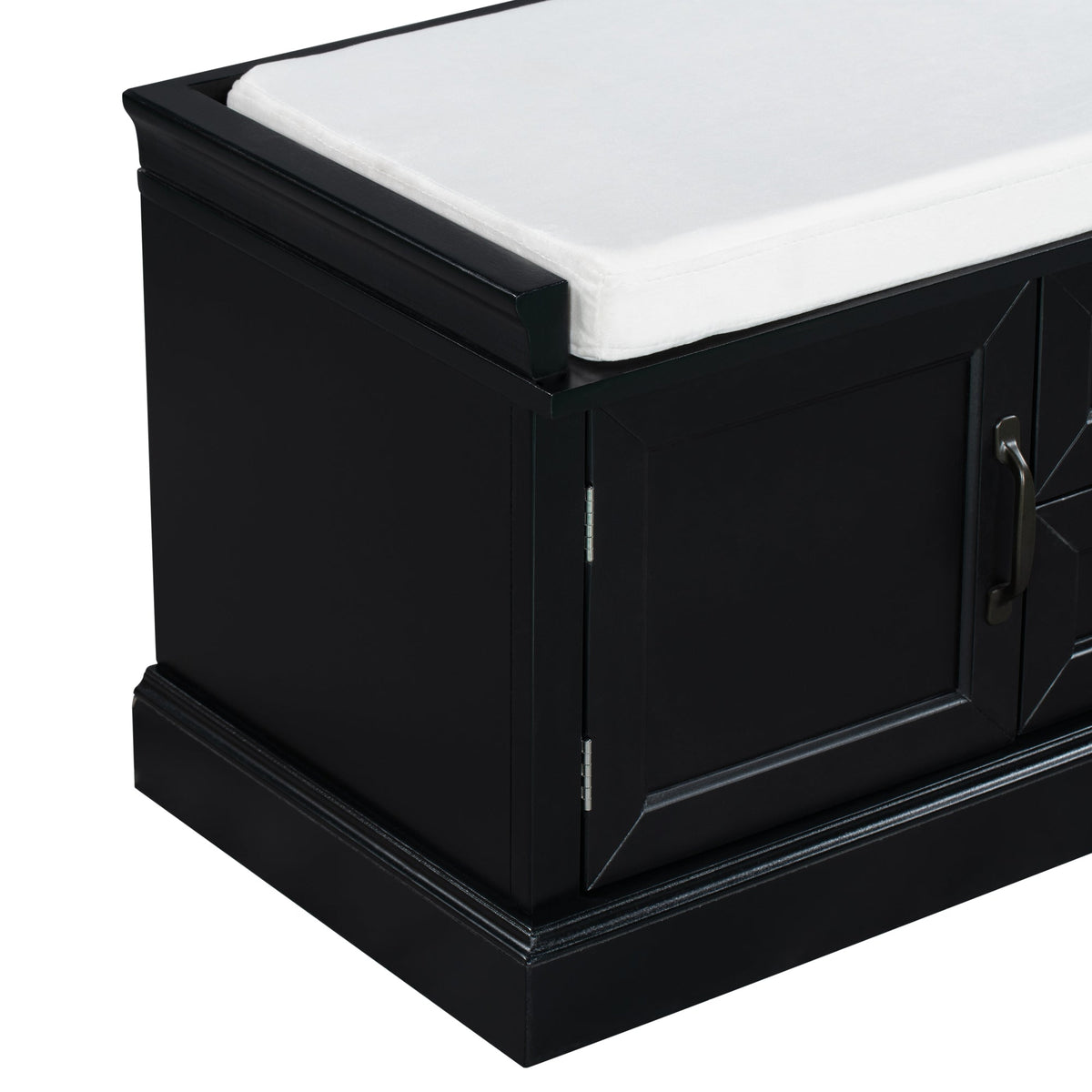 TREXM Storage Bench with 2 Drawers and 2 Cabinets in Black