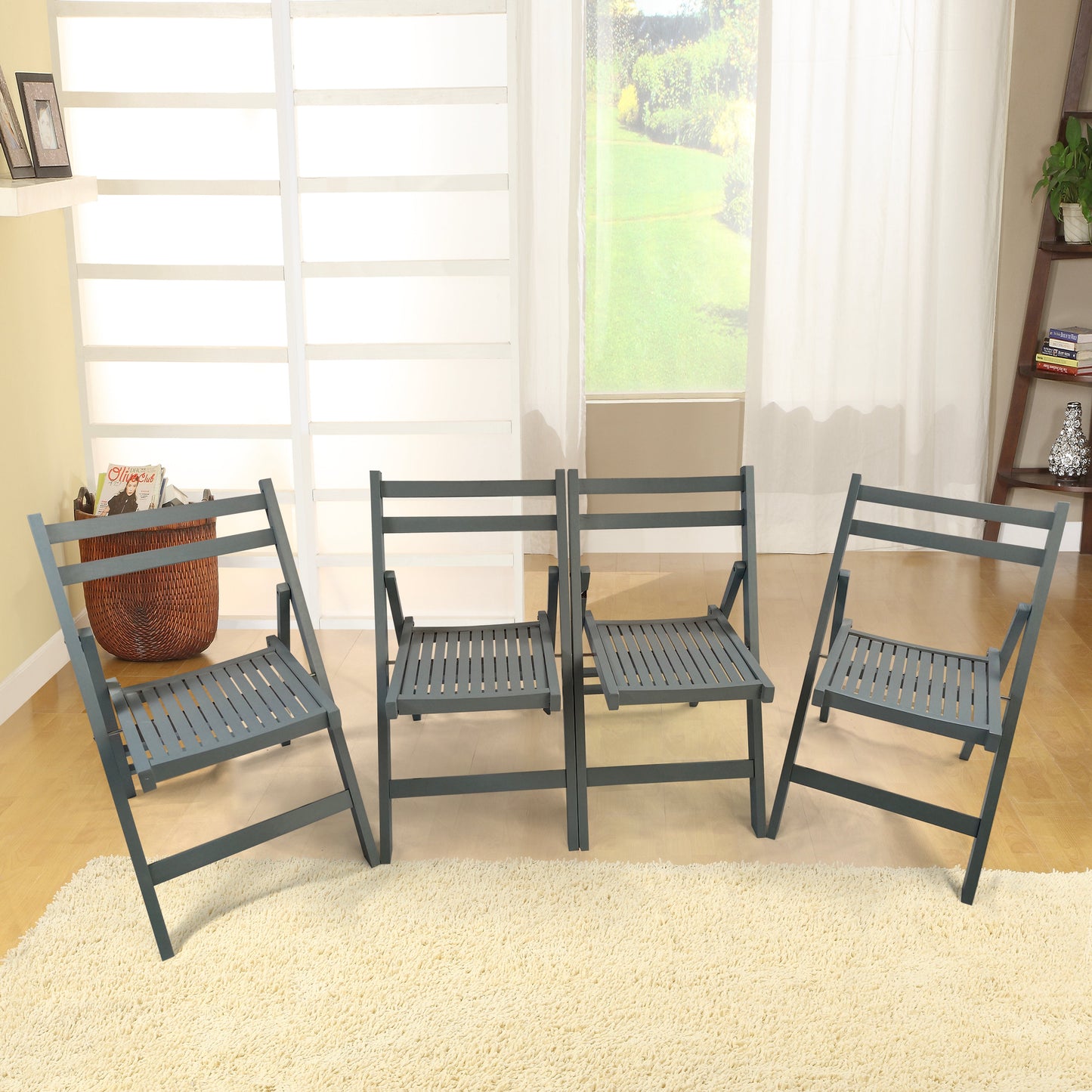 Furniture Slatted Wood Folding Special Event Chair