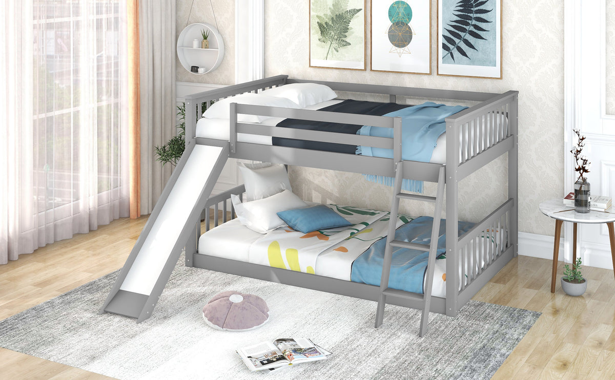 Full Over Full Bunk Bed with Convertible Slide and Ladder