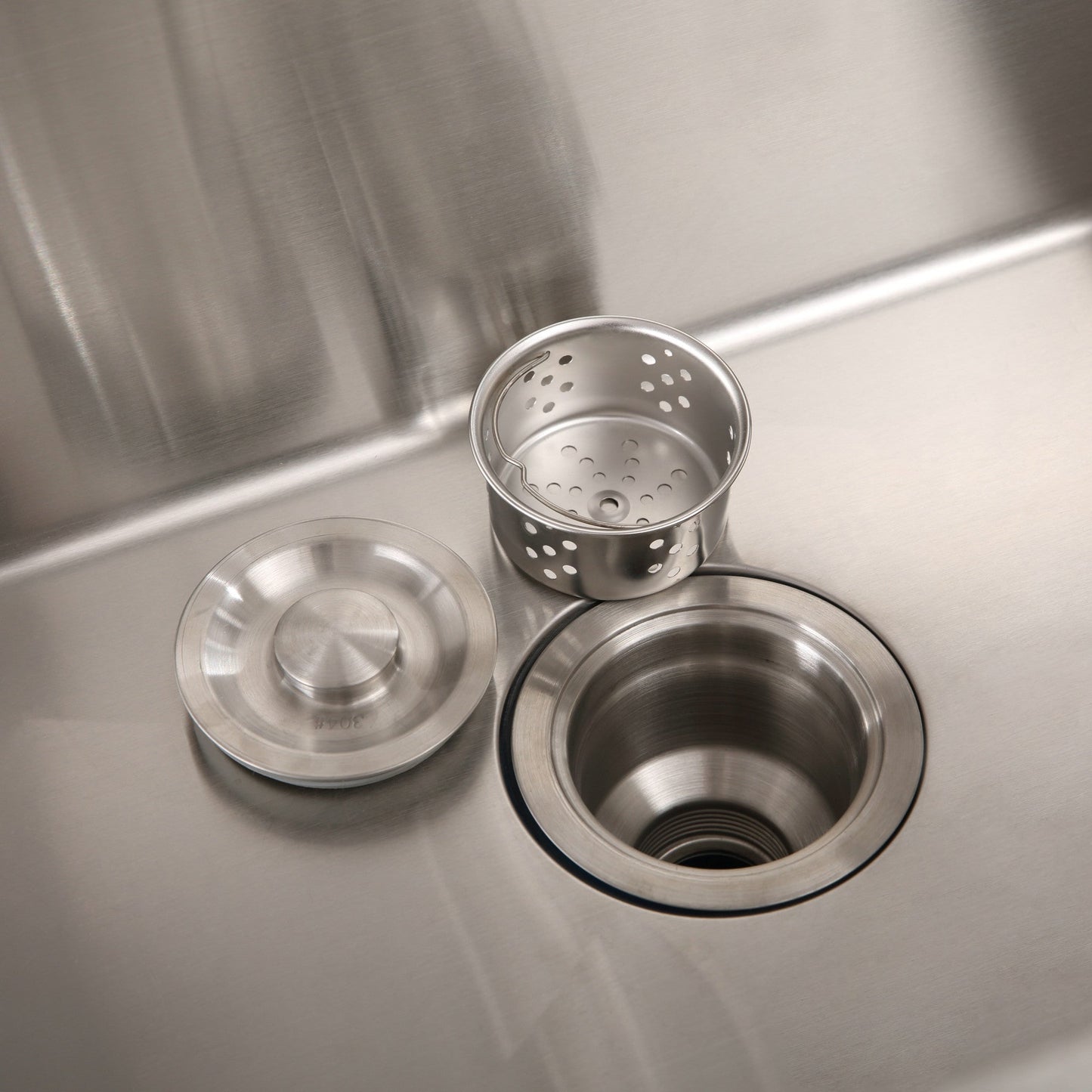 24-Inch Stainless Steel Washing Sink with Faucet Hoses and Drain Head