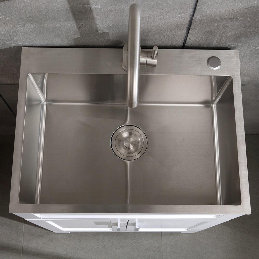 24-Inch Stainless Steel Washing Sink with Faucet Hoses and Drain Head