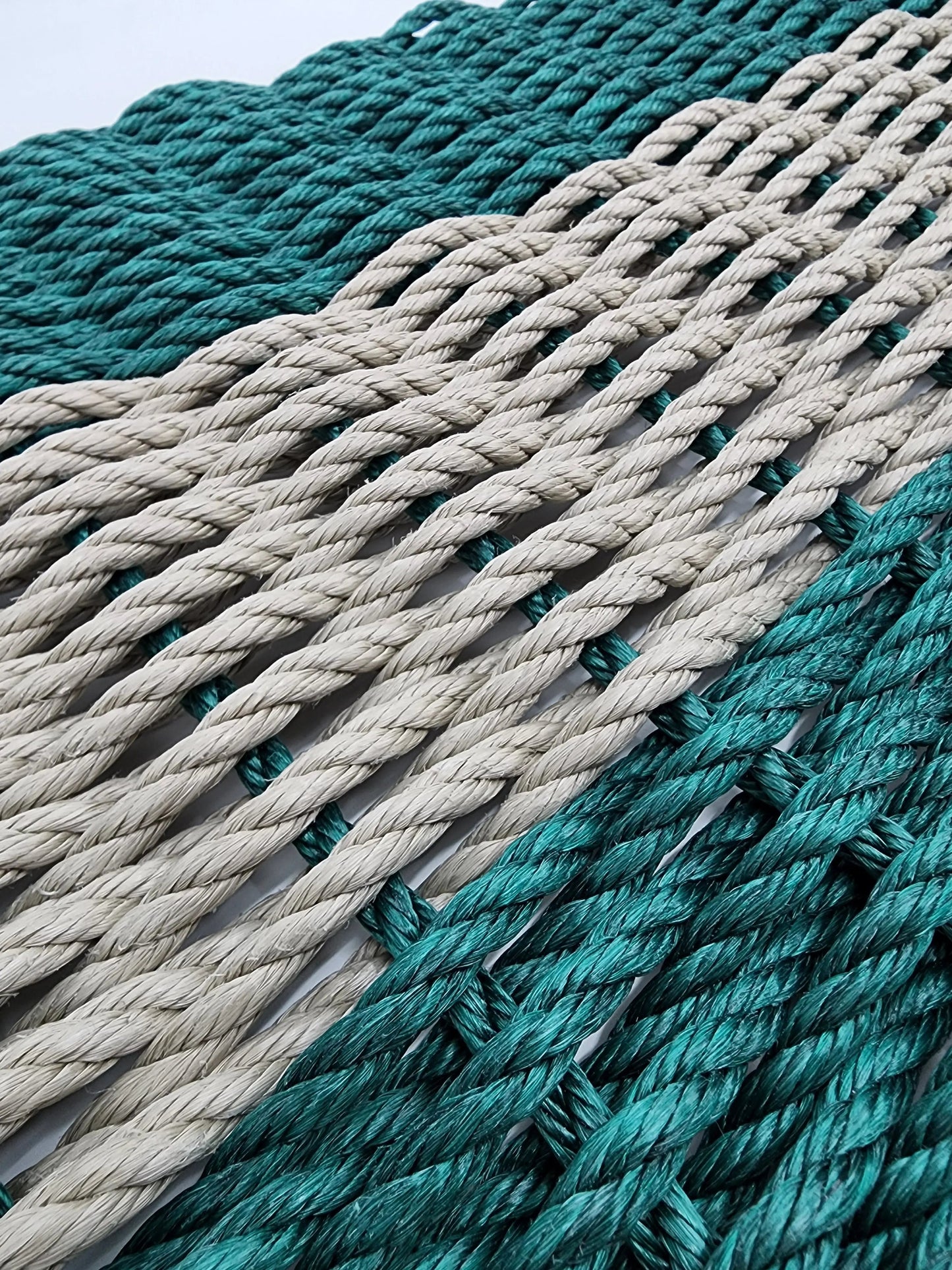 Lobster Rope Mat Hunter Green and Tan