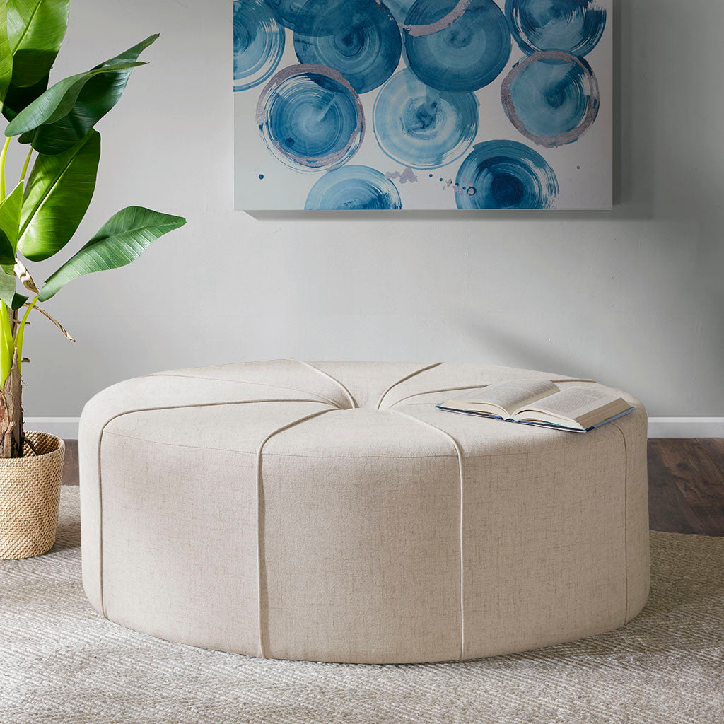 48" Polyester Fabric Large Cocktail Ottoman