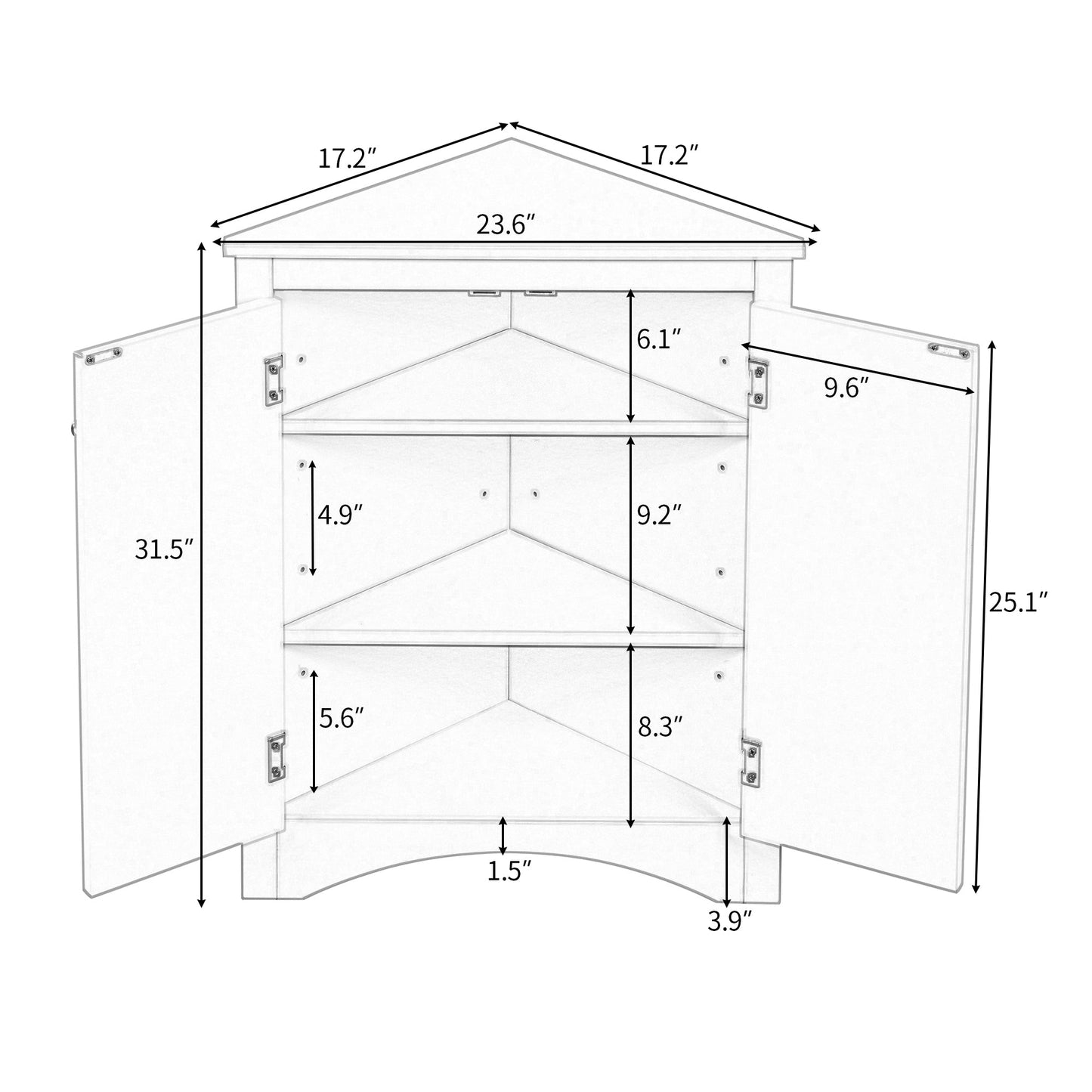 White Triangle Bathroom Storage Cabinet