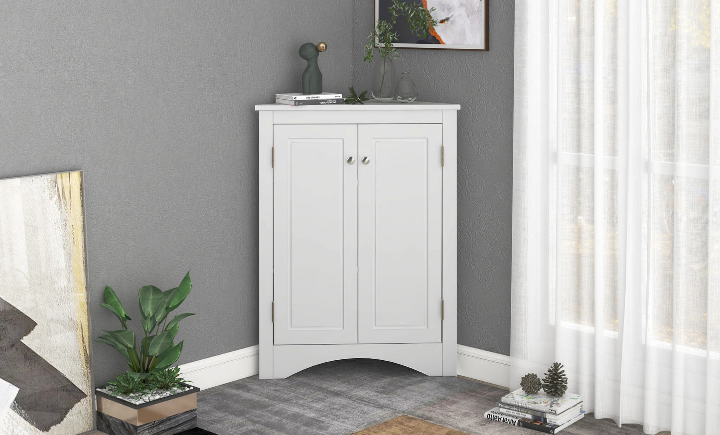 White Triangle Bathroom Storage Cabinet