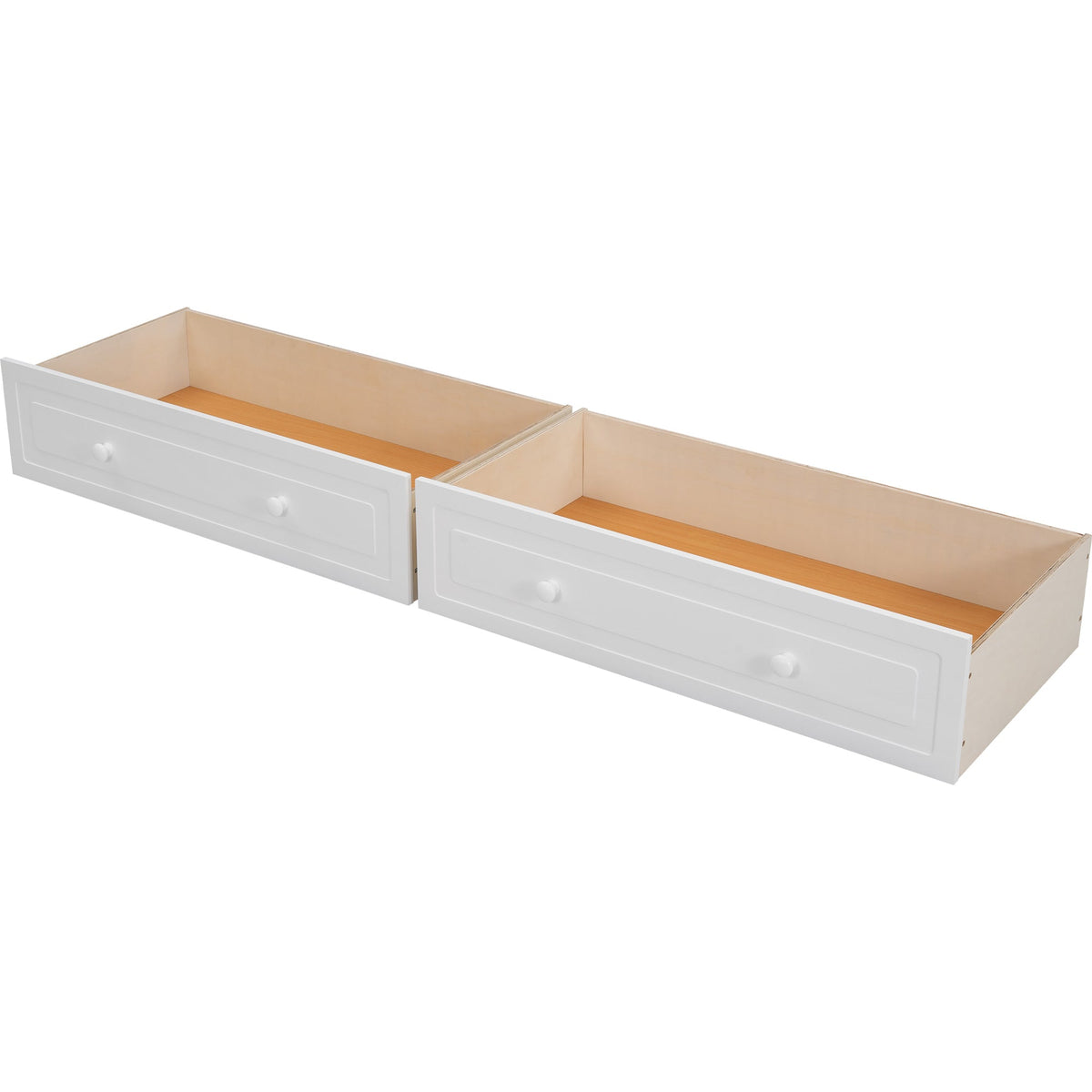 Full Over Full Bunk Bed with Drawers, Convertible Beds, White