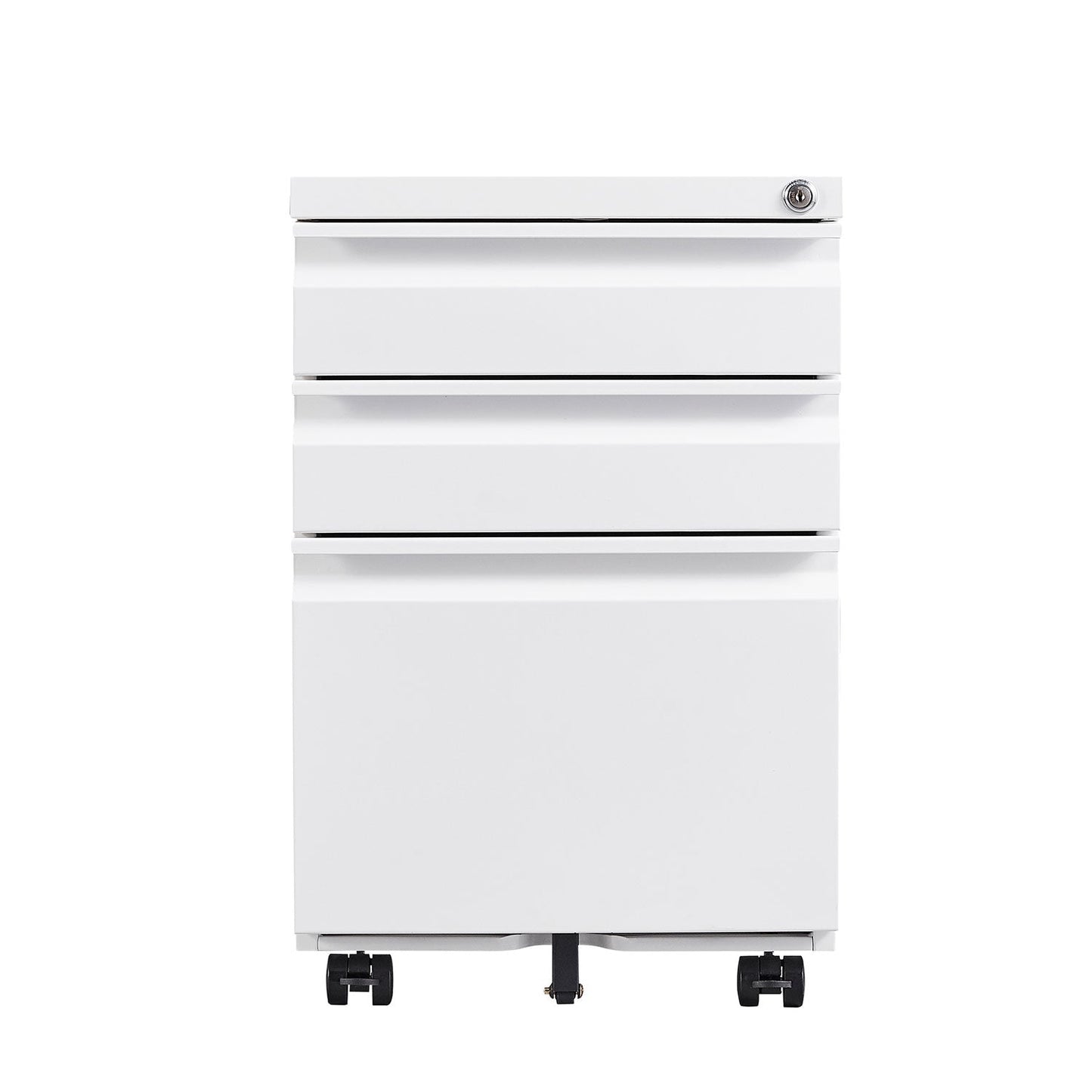 3-Drawer Mobile Filing Cabinet with Lock in White