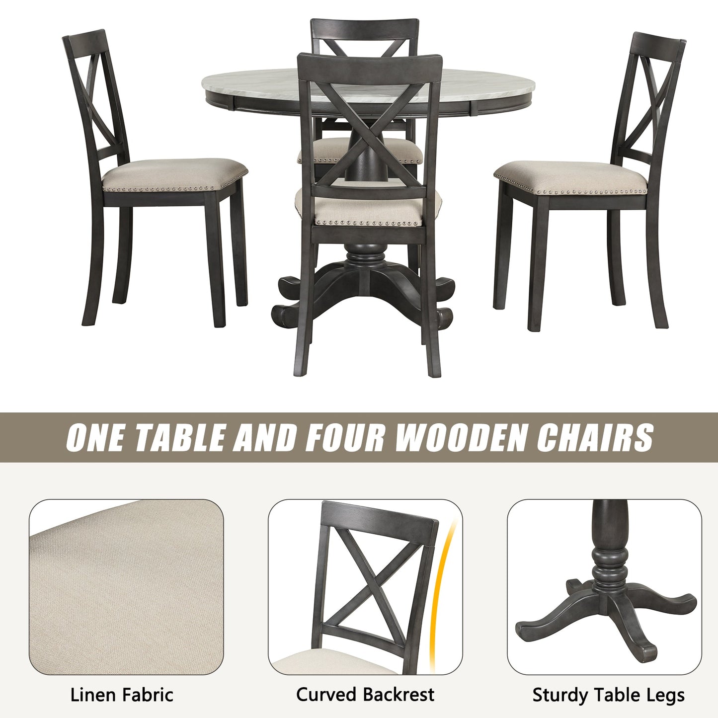 Orisfur 5-Piece Dining Table and Chairs Set