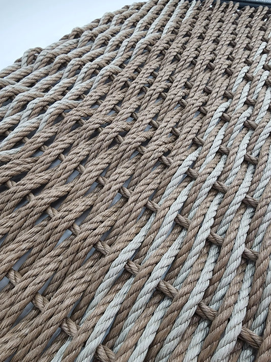 Large Brown and Tan Lobster Rope Mat made with Lobster Rope, Double Weave, Vibrant, Long Lasting Durable