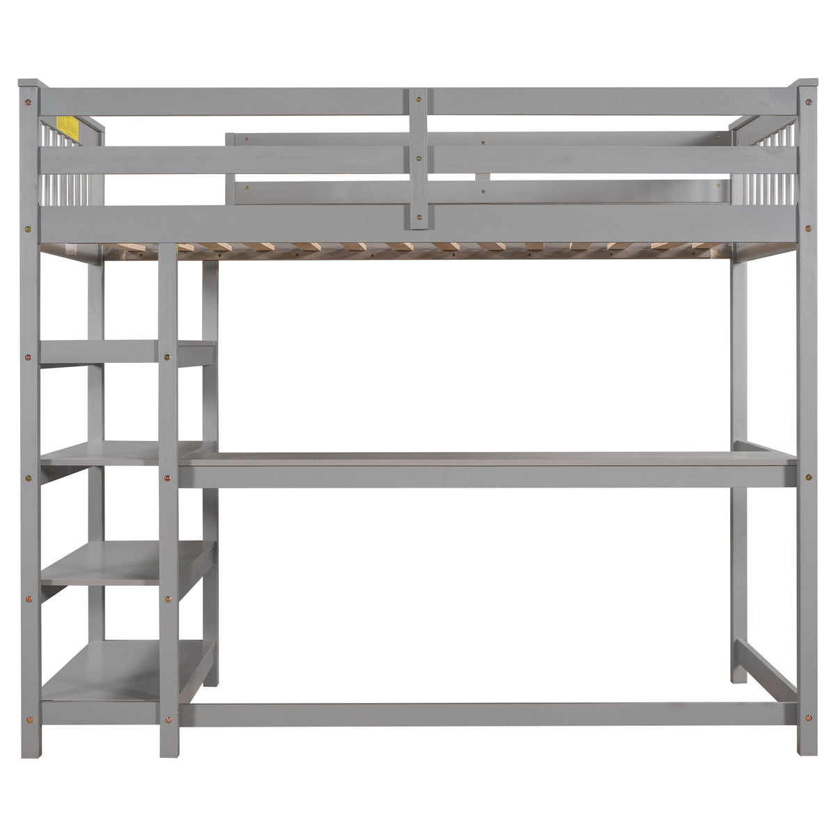 Twin Size Loft Bed with Storage Shelves