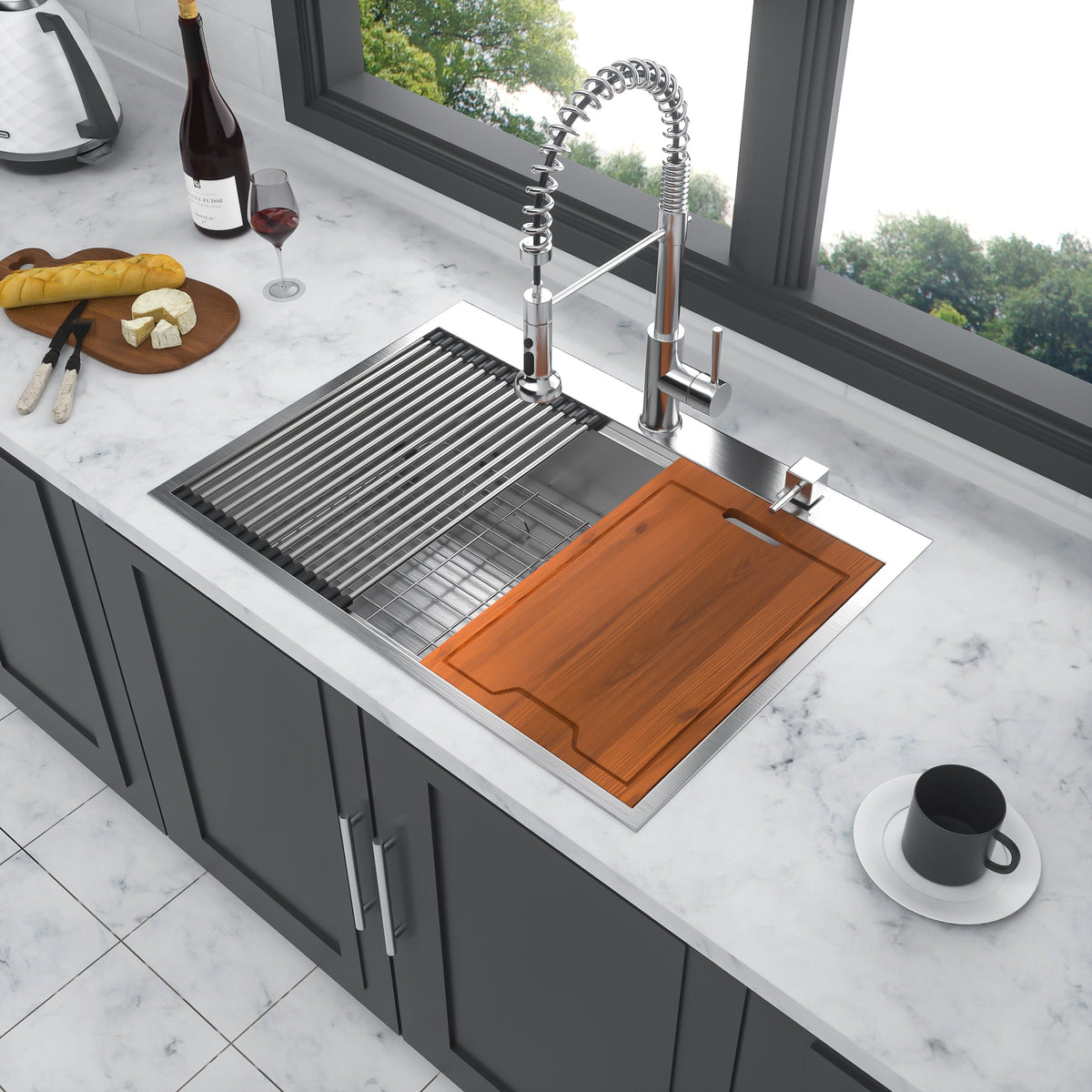 30 Drop Kitchen Sink - 30 x 22 x 10 Inch Kitchen Sink Drop-in Topmount Single Bowl