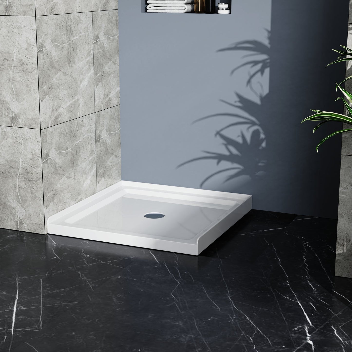 Goodyo 36x36 in Shower Base, Centered Drain Single-Threshold Shower Pan