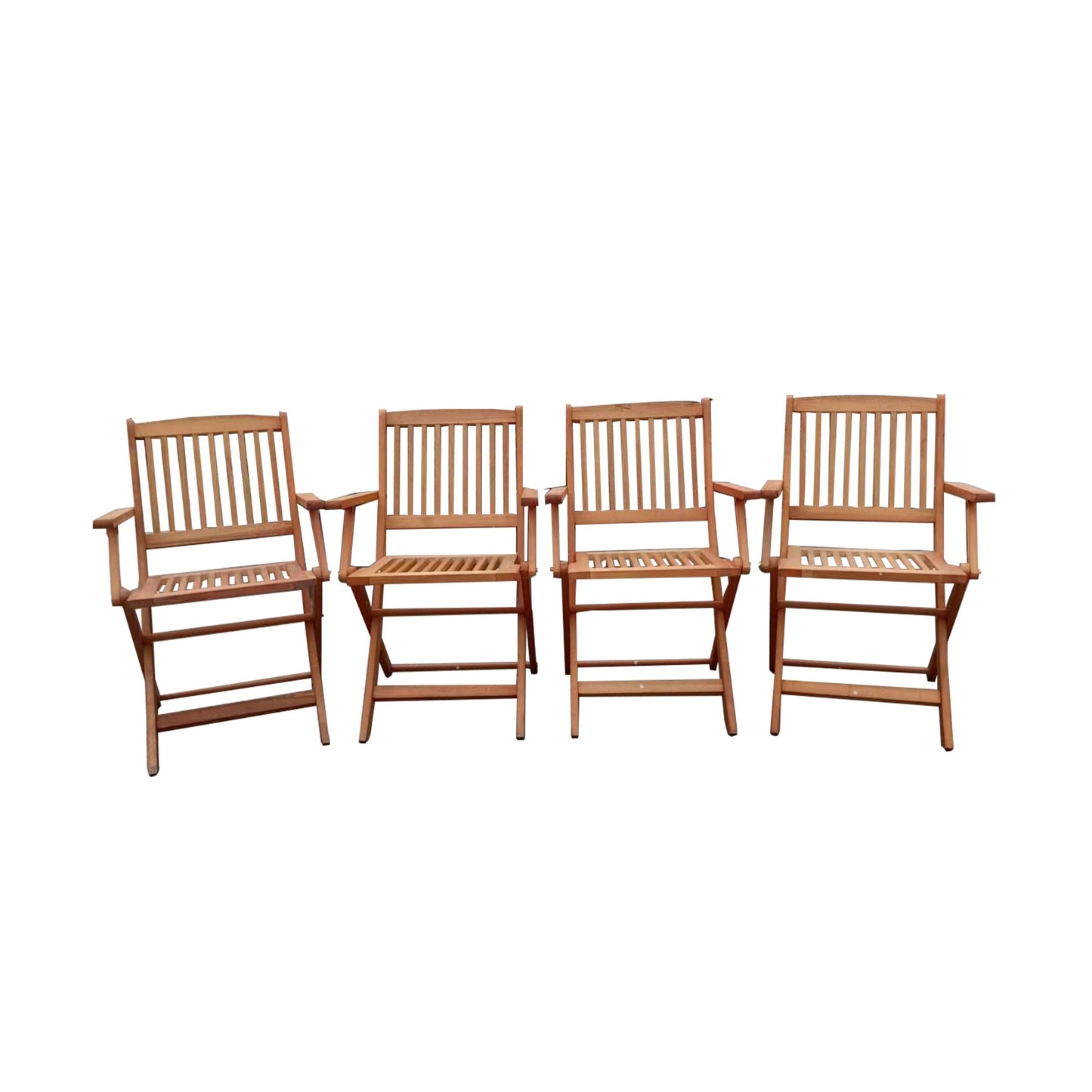 Foldable Patio Dining Set with 4 Folding Chairs - Teak