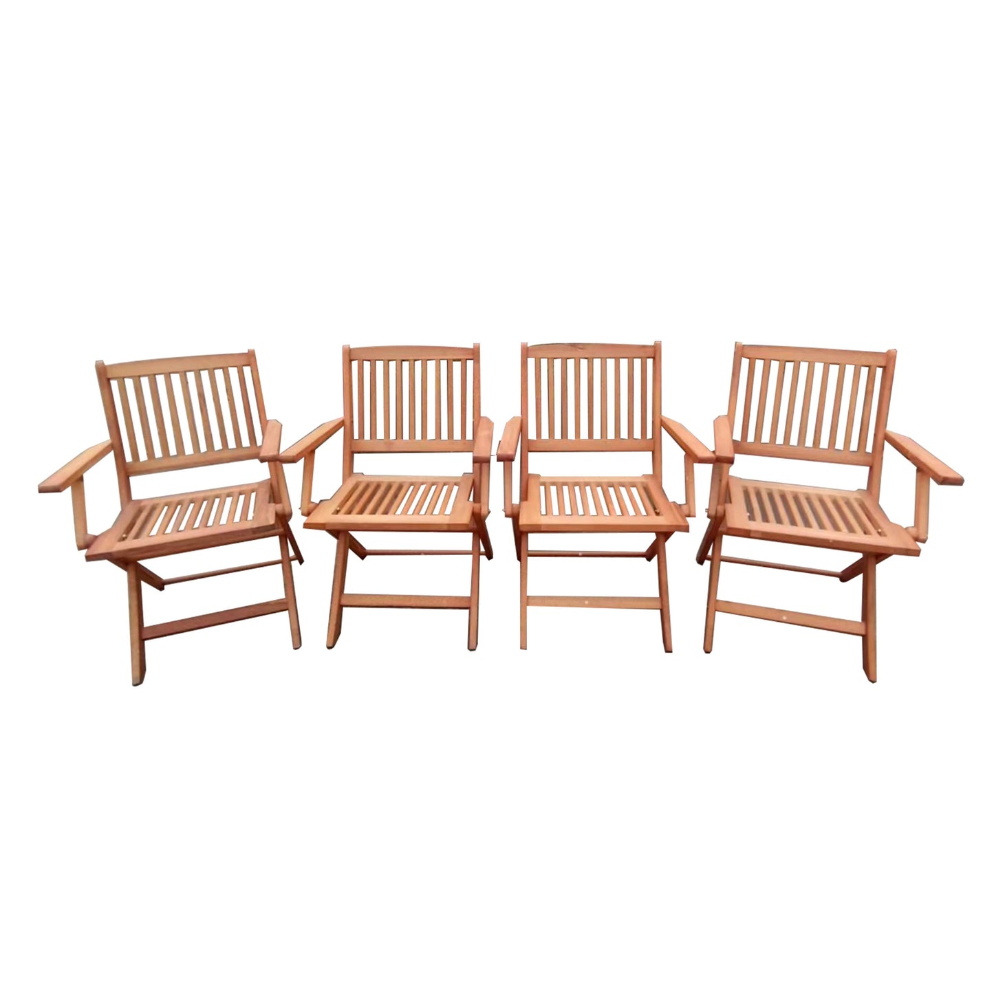 Foldable Patio Dining Set with 4 Folding Chairs - Teak