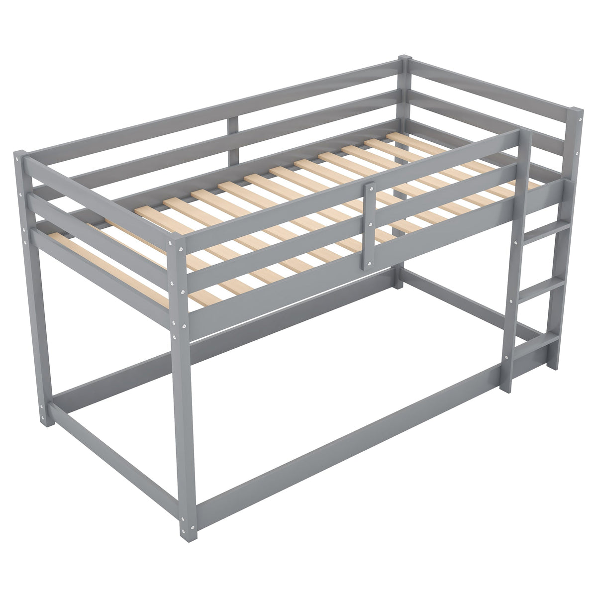 Twin Over Twin Floor Bunk Bed with Ladder