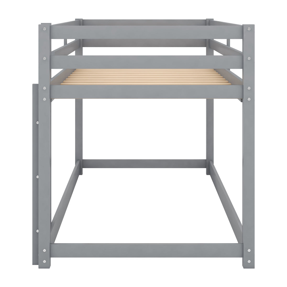 Twin Over Twin Floor Bunk Bed with Ladder