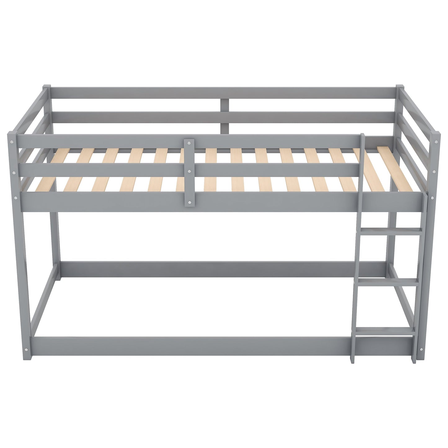 Twin Over Twin Floor Bunk Bed with Ladder