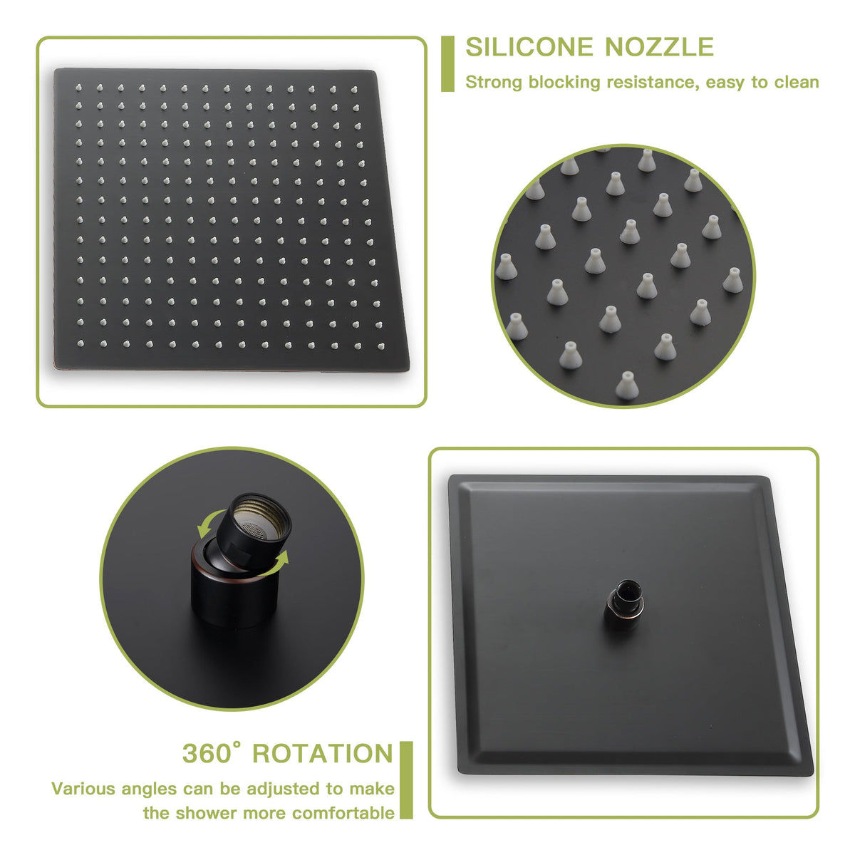 Dual Shower Head - 16 Inch Ceiling Mount Square Shower System